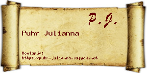 Puhr Julianna névjegykártya